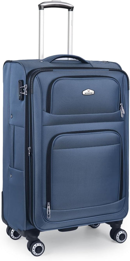 20'' Carry on Luggage,Softside Suitcase w/Combination LOCK,Expandable 15% Luggage w/Double Spinner Wheels,Lightweight Rolling Suitcases for Men/Women（Blue,20in）