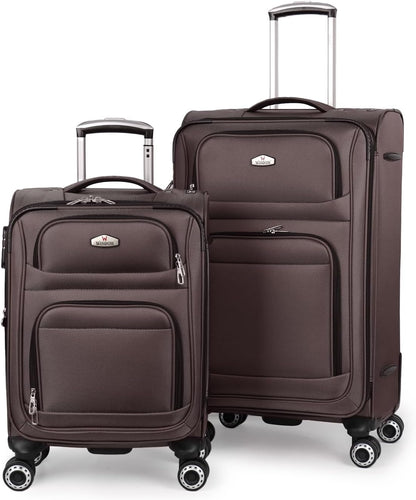 20'' Carry on Luggage,Softside Suitcase w/Combination LOCK,Expandable 15% Luggage w/Double Spinner Wheels,Lightweight Rolling Suitcases for Men/Women（Blue,20in）