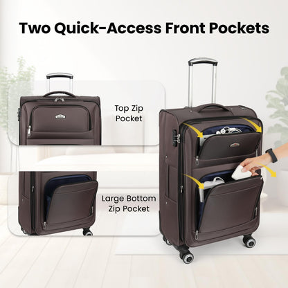 20'' Carry on Luggage,Softside Suitcase w/Combination LOCK,Expandable 15% Luggage w/Double Spinner Wheels,Lightweight Rolling Suitcases for Men/Women（Blue,20in）