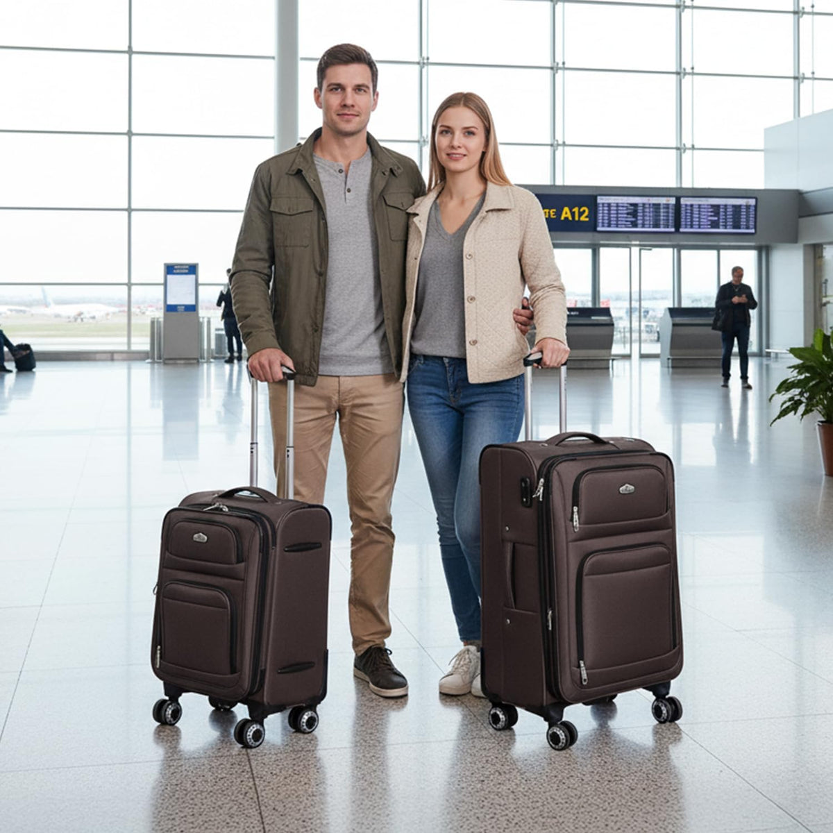 20'' Carry on Luggage,Softside Suitcase w/Combination LOCK,Expandable 15% Luggage w/Double Spinner Wheels,Lightweight Rolling Suitcases for Men/Women（Blue,20in）