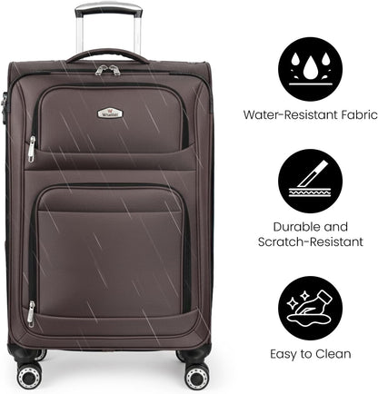 20'' Carry on Luggage,Softside Suitcase w/Combination LOCK,Expandable 15% Luggage w/Double Spinner Wheels,Lightweight Rolling Suitcases for Men/Women（Blue,20in）