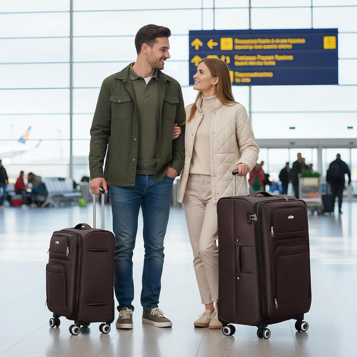 20'' Carry on Luggage,Softside Suitcase w/Combination LOCK,Expandable 15% Luggage w/Double Spinner Wheels,Lightweight Rolling Suitcases for Men/Women（Blue,20in）