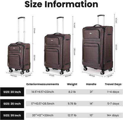 20'' Carry on Luggage,Softside Suitcase w/Combination LOCK,Expandable 15% Luggage w/Double Spinner Wheels,Lightweight Rolling Suitcases for Men/Women（Blue,20in）