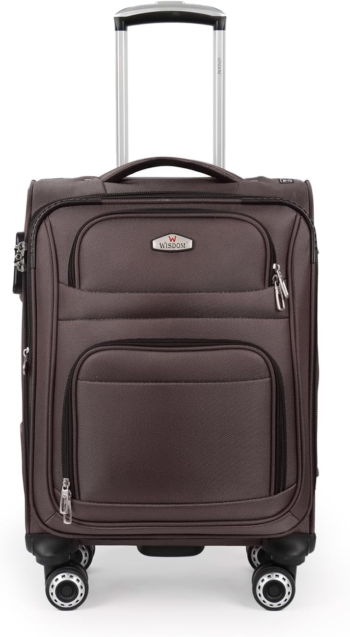20'' Carry on Luggage,Softside Suitcase w/Combination LOCK,Expandable 15% Luggage w/Double Spinner Wheels,Lightweight Rolling Suitcases for Men/Women（Blue,20in）