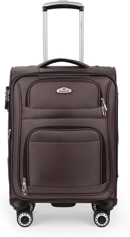 20'' Carry on Luggage,Softside Suitcase w/Combination LOCK,Expandable 15% Luggage w/Double Spinner Wheels,Lightweight Rolling Suitcases for Men/Women（Blue,20in）