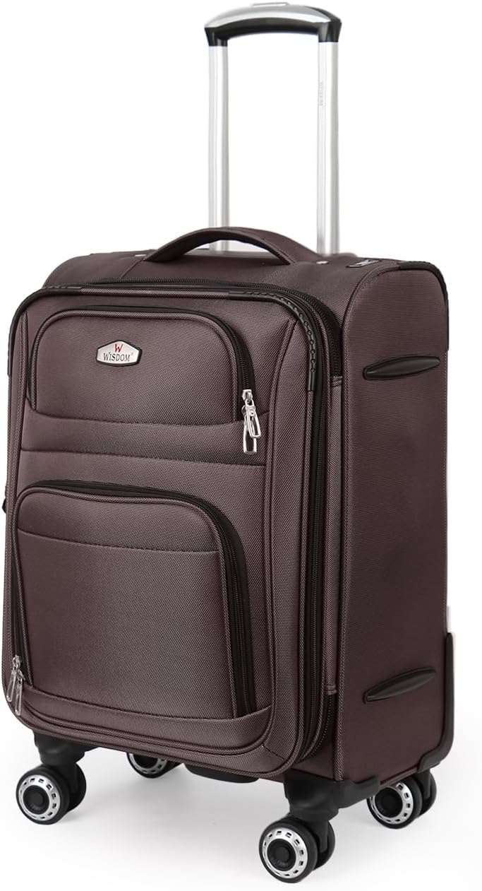 20'' Carry on Luggage,Softside Suitcase w/Combination LOCK,Expandable 15% Luggage w/Double Spinner Wheels,Lightweight Rolling Suitcases for Men/Women（Blue,20in）