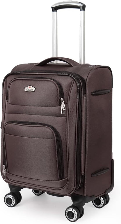 20'' Carry on Luggage,Softside Suitcase w/Combination LOCK,Expandable 15% Luggage w/Double Spinner Wheels,Lightweight Rolling Suitcases for Men/Women（Blue,20in）