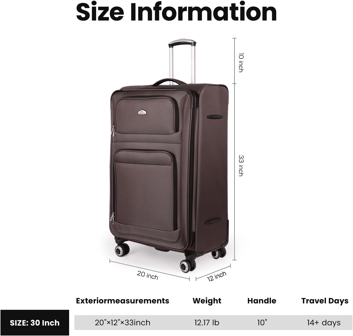 20'' Carry on Luggage,Softside Suitcase w/Combination LOCK,Expandable 15% Luggage w/Double Spinner Wheels,Lightweight Rolling Suitcases for Men/Women（Blue,20in）