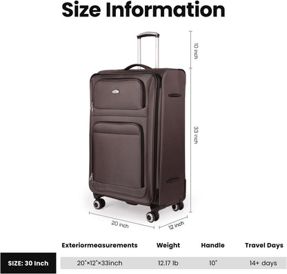 20'' Carry on Luggage,Softside Suitcase w/Combination LOCK,Expandable 15% Luggage w/Double Spinner Wheels,Lightweight Rolling Suitcases for Men/Women（Blue,20in）