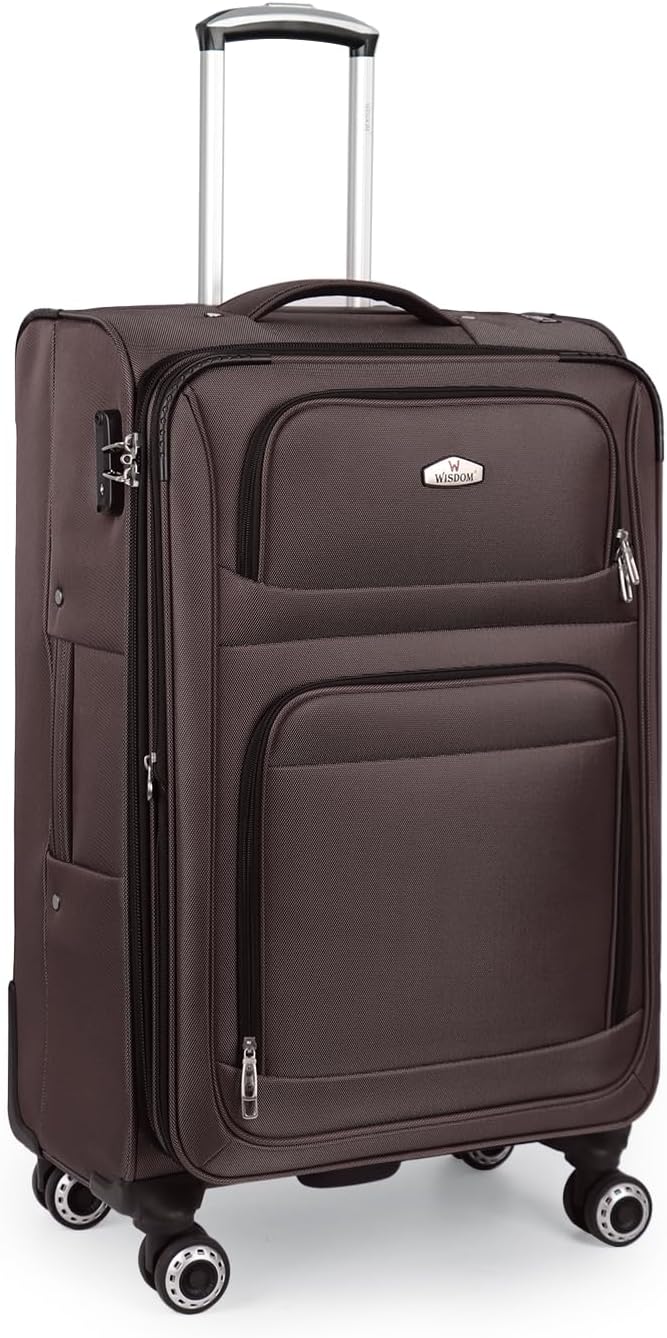 20'' Carry on Luggage,Softside Suitcase w/Combination LOCK,Expandable 15% Luggage w/Double Spinner Wheels,Lightweight Rolling Suitcases for Men/Women（Blue,20in）