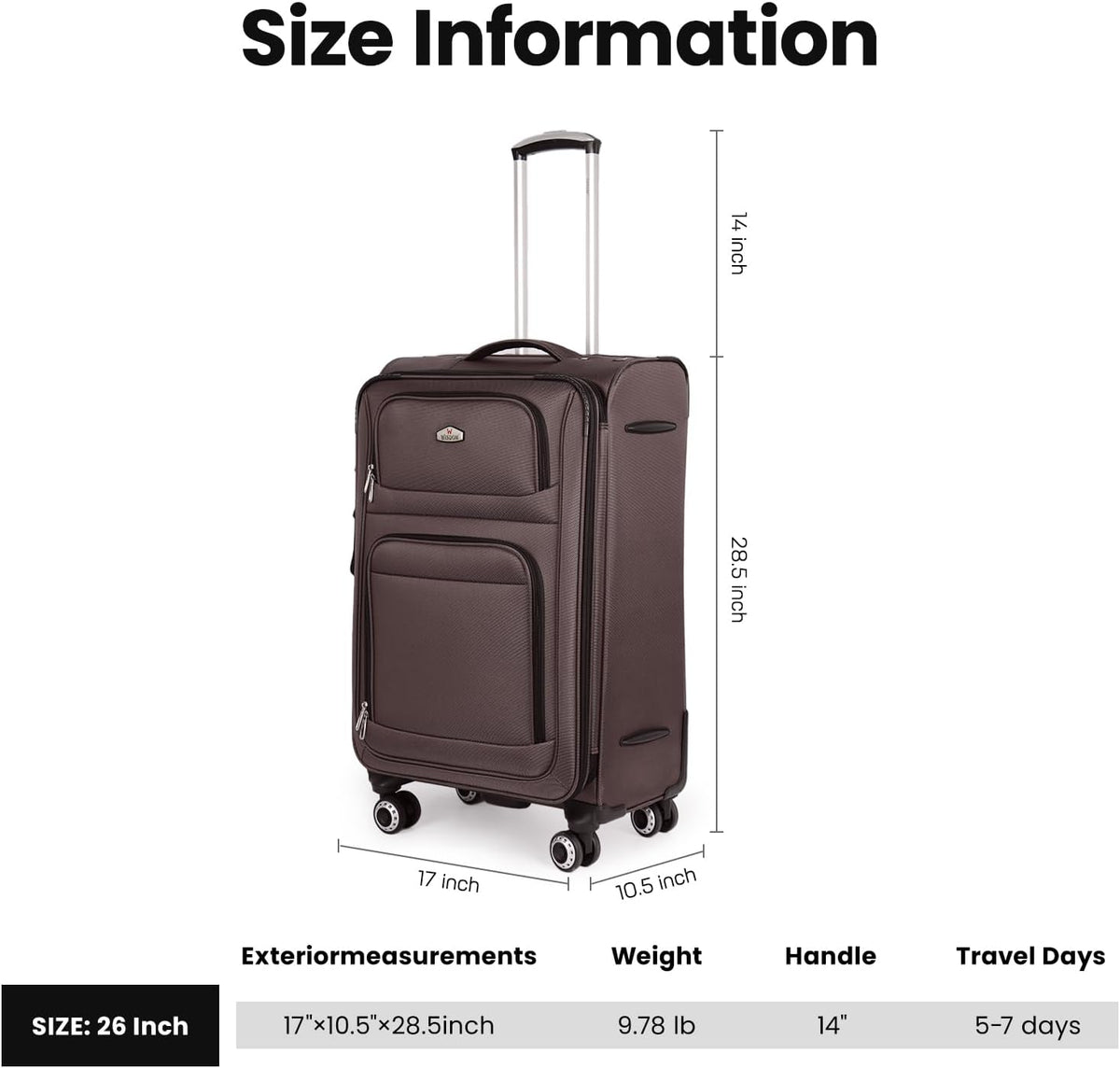 20'' Carry on Luggage,Softside Suitcase w/Combination LOCK,Expandable 15% Luggage w/Double Spinner Wheels,Lightweight Rolling Suitcases for Men/Women（Blue,20in）