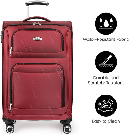 20'' Carry on Luggage,Softside Suitcase w/Combination LOCK,Expandable 15% Luggage w/Double Spinner Wheels,Lightweight Rolling Suitcases for Men/Women（Blue,20in）