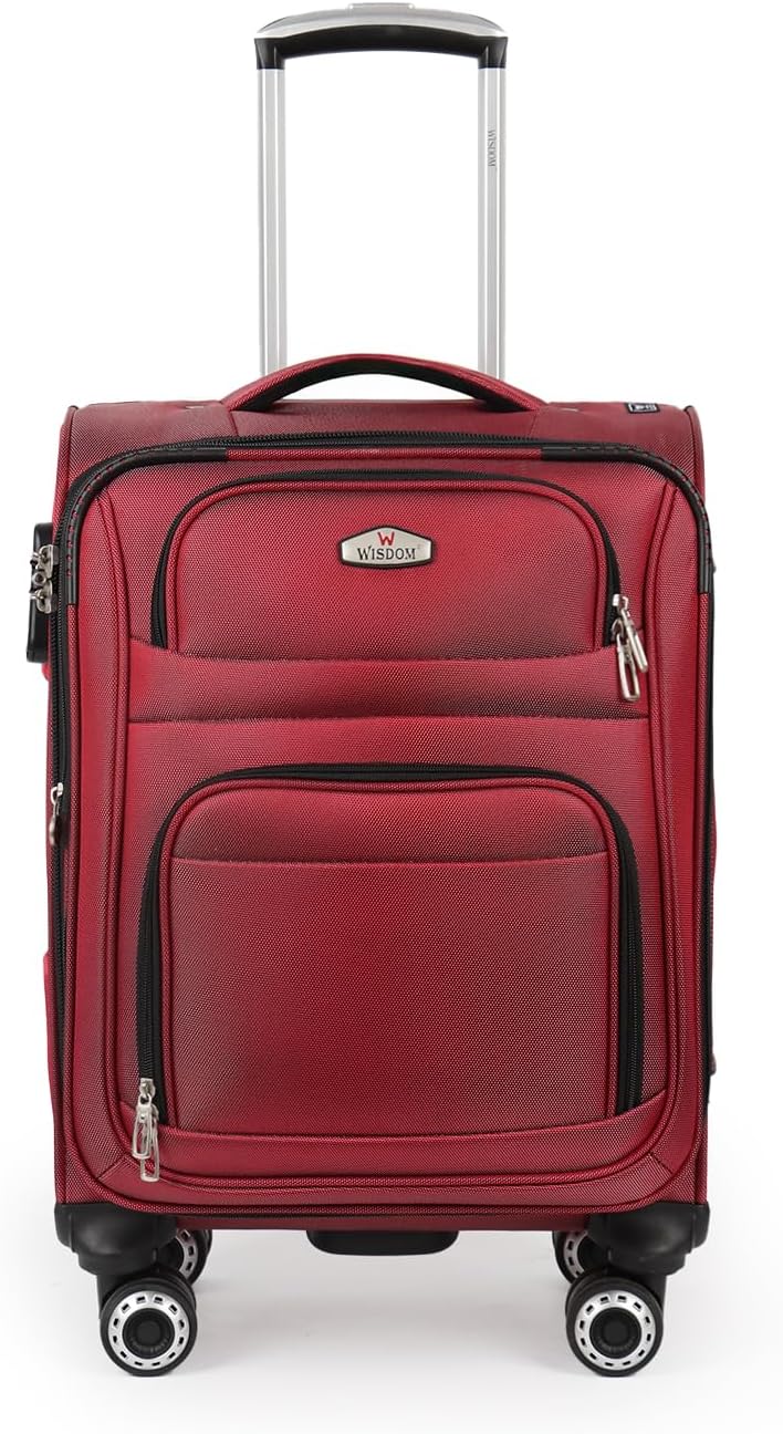 20'' Carry on Luggage,Softside Suitcase w/Combination LOCK,Expandable 15% Luggage w/Double Spinner Wheels,Lightweight Rolling Suitcases for Men/Women（Blue,20in）