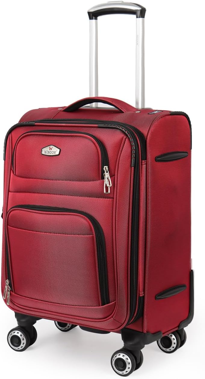 20'' Carry on Luggage,Softside Suitcase w/Combination LOCK,Expandable 15% Luggage w/Double Spinner Wheels,Lightweight Rolling Suitcases for Men/Women（Blue,20in）