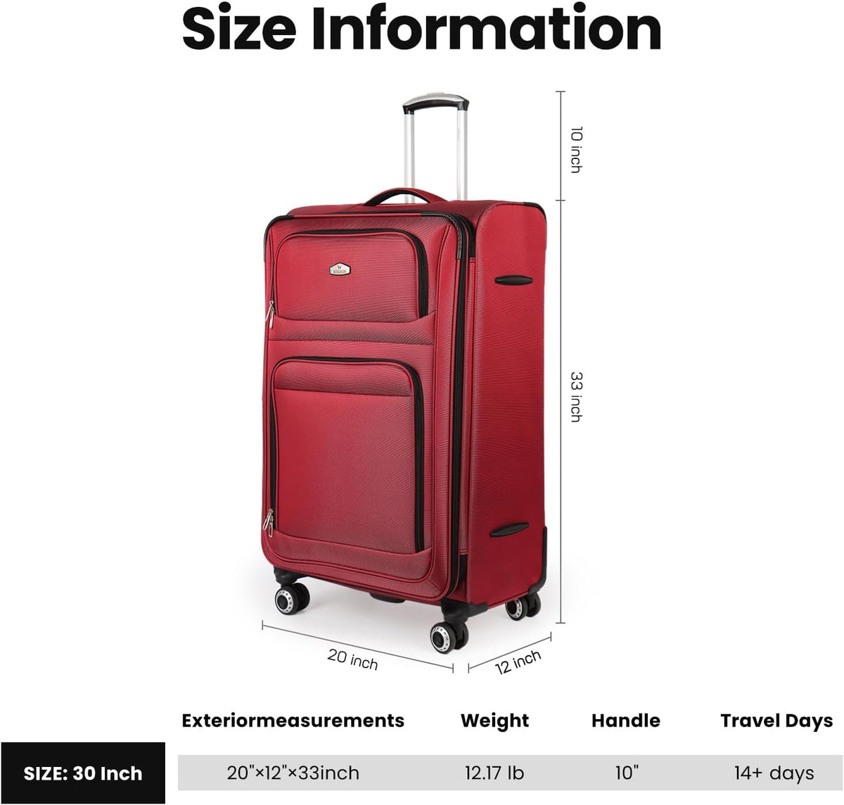 20'' Carry on Luggage,Softside Suitcase w/Combination LOCK,Expandable 15% Luggage w/Double Spinner Wheels,Lightweight Rolling Suitcases for Men/Women（Blue,20in）