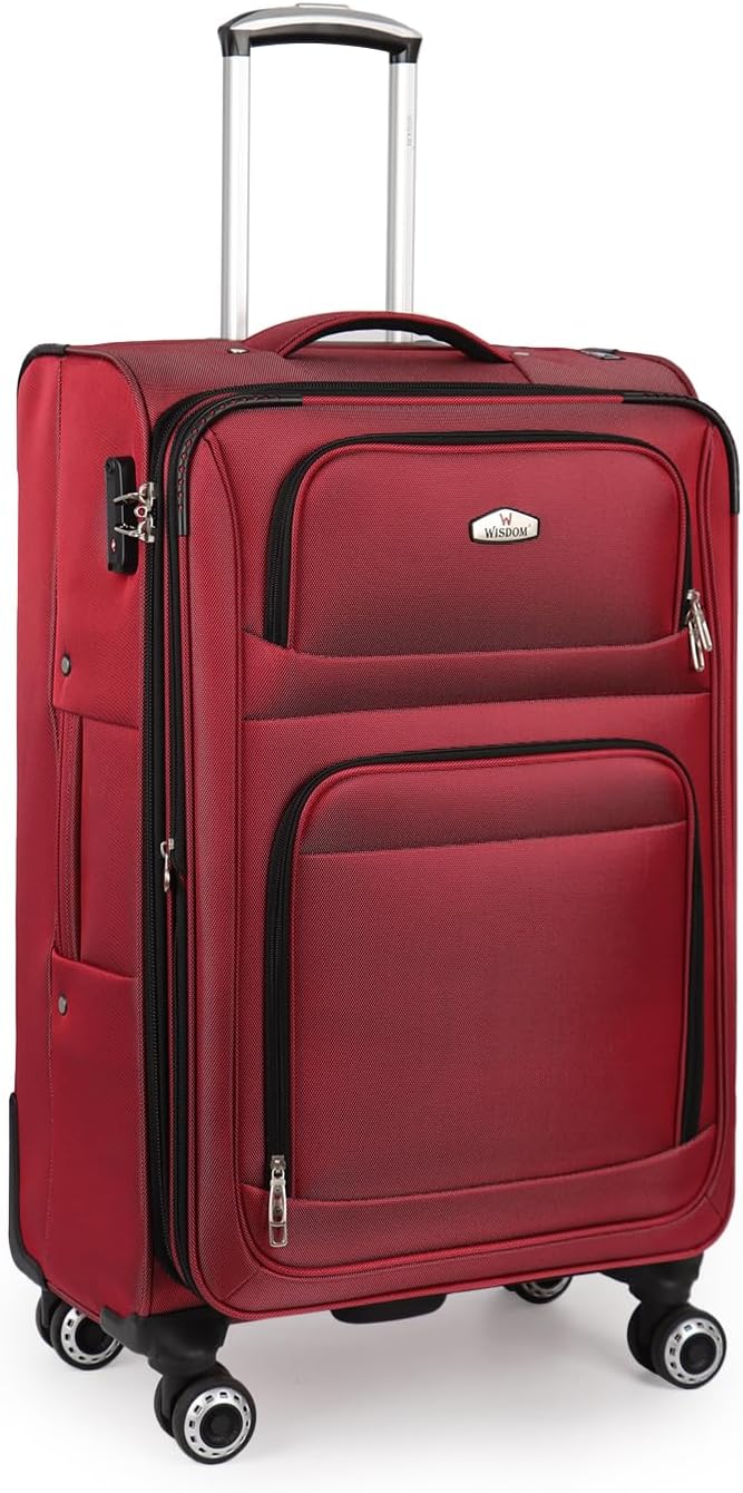 20'' Carry on Luggage,Softside Suitcase w/Combination LOCK,Expandable 15% Luggage w/Double Spinner Wheels,Lightweight Rolling Suitcases for Men/Women（Blue,20in）