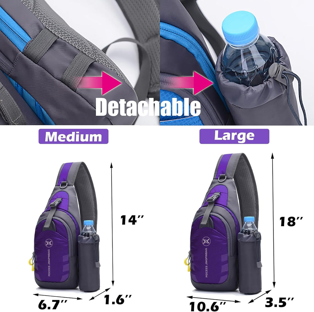 Chest Crossbody Sling Backpack Bag Travel Bike Gym Daypack for Women Men