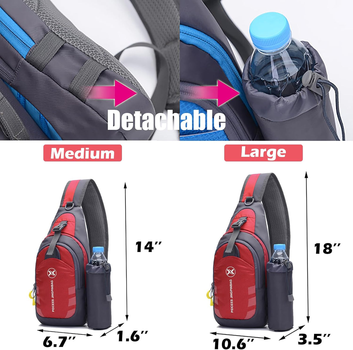 Chest Crossbody Sling Backpack Bag Travel Bike Gym Daypack for Women Men