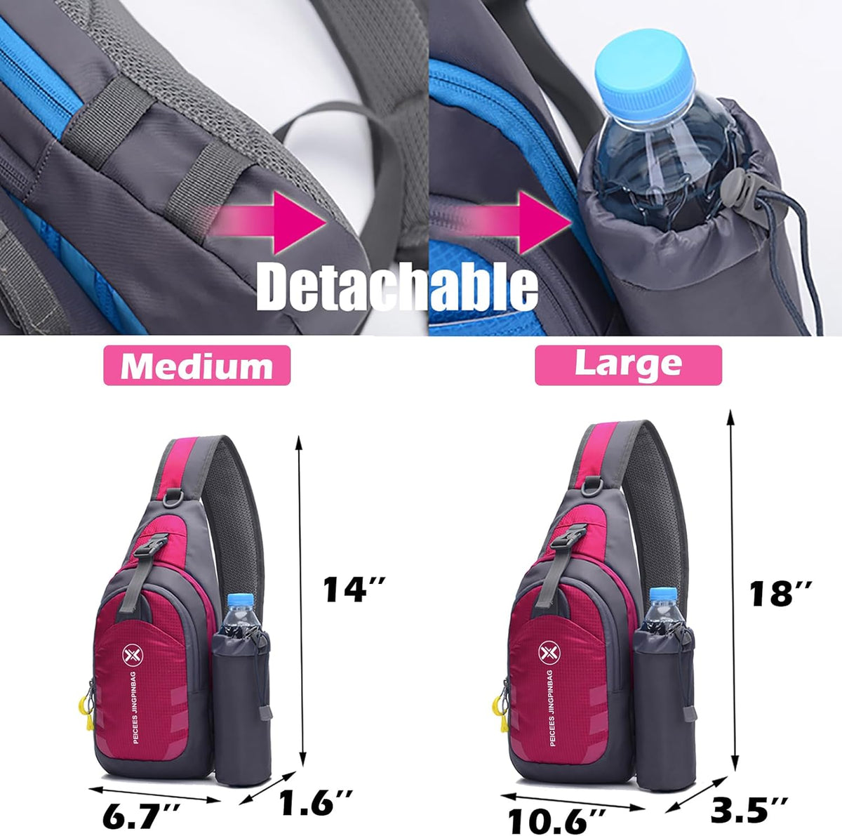 Chest Crossbody Sling Backpack Bag Travel Bike Gym Daypack for Women Men