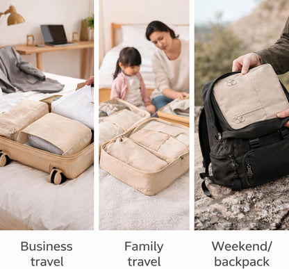 7 Set Packing Cubes For Travel | Luggage Organizer Bags With Shoe, Laundry Bag, Accessory Pouch And Lingerie Bag | Durable And Space Saving Suitcase Organizer For Travel Essentials | Black