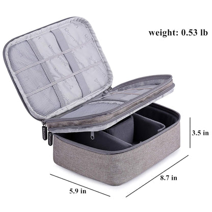 Rownyeon Makeup Train Cases Travel Makeup Bag Waterproof Portable Cosmetic Cases Organizer with Adjustable Dividers for Cosmetics Makeup Brushes Toiletry Jewelry Digital Accessories (Grey Small)