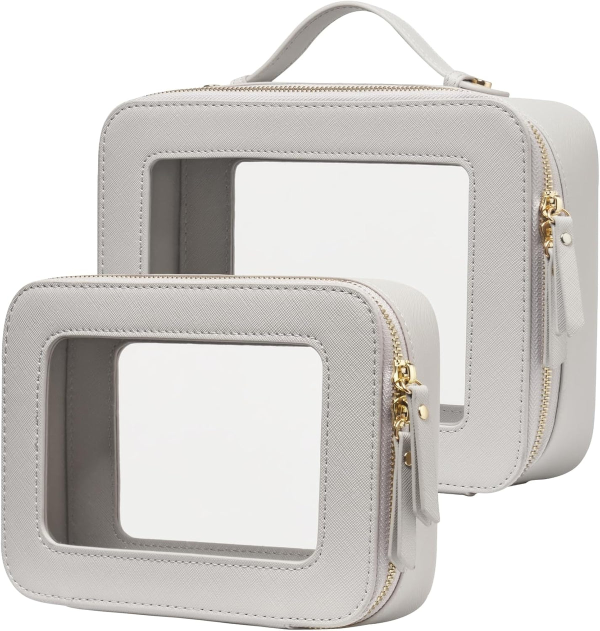 Clear Makeup Bag Travel Cosmetic Case Transparent Toiletry Bag with Zipper, Portable Make Up Organizer Traveling Compact Car Bag for Essentials, Sage Green, Medium