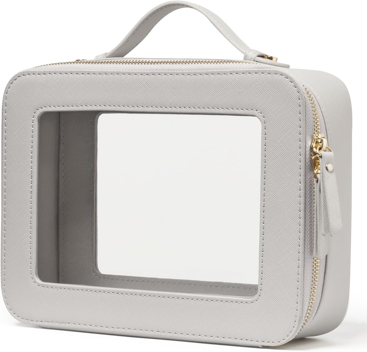 Clear Makeup Bag Travel Cosmetic Case Transparent Toiletry Bag with Zipper, Portable Make Up Organizer Traveling Compact Car Bag for Essentials, Sage Green, Medium