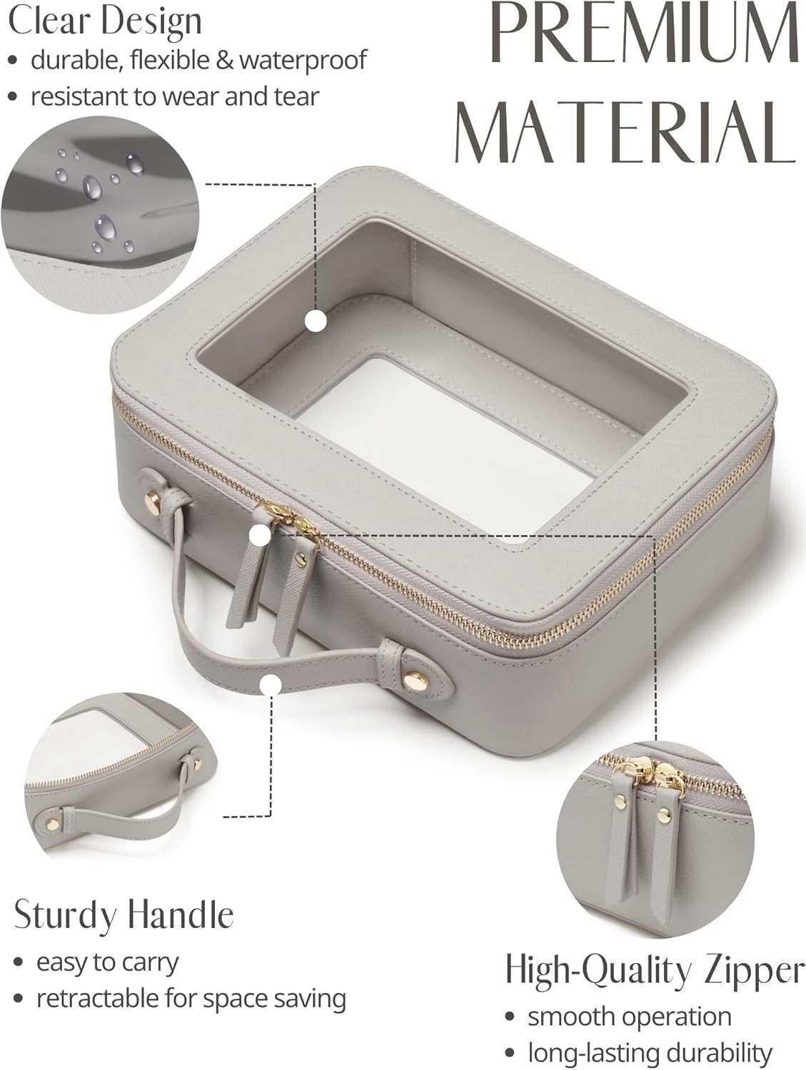 Clear Makeup Bag Travel Cosmetic Case Transparent Toiletry Bag with Zipper, Portable Make Up Organizer Traveling Compact Car Bag for Essentials, Sage Green, Medium