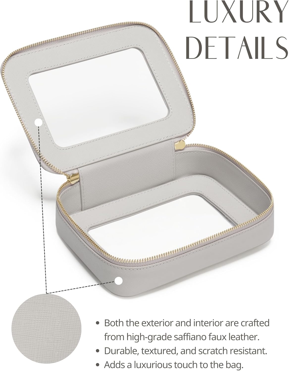 Clear Makeup Bag Travel Cosmetic Case Transparent Toiletry Bag with Zipper, Portable Make Up Organizer Traveling Compact Car Bag for Essentials, Sage Green, Medium