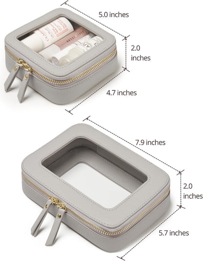 Clear Makeup Bag Travel Cosmetic Case Transparent Toiletry Bag with Zipper, Portable Make Up Organizer Traveling Compact Car Bag for Essentials, Sage Green, Medium