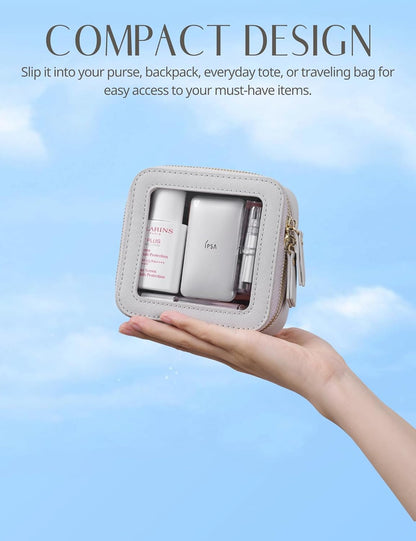 Clear Makeup Bag Travel Cosmetic Case Transparent Toiletry Bag with Zipper, Portable Make Up Organizer Traveling Compact Car Bag for Essentials, Sage Green, Medium