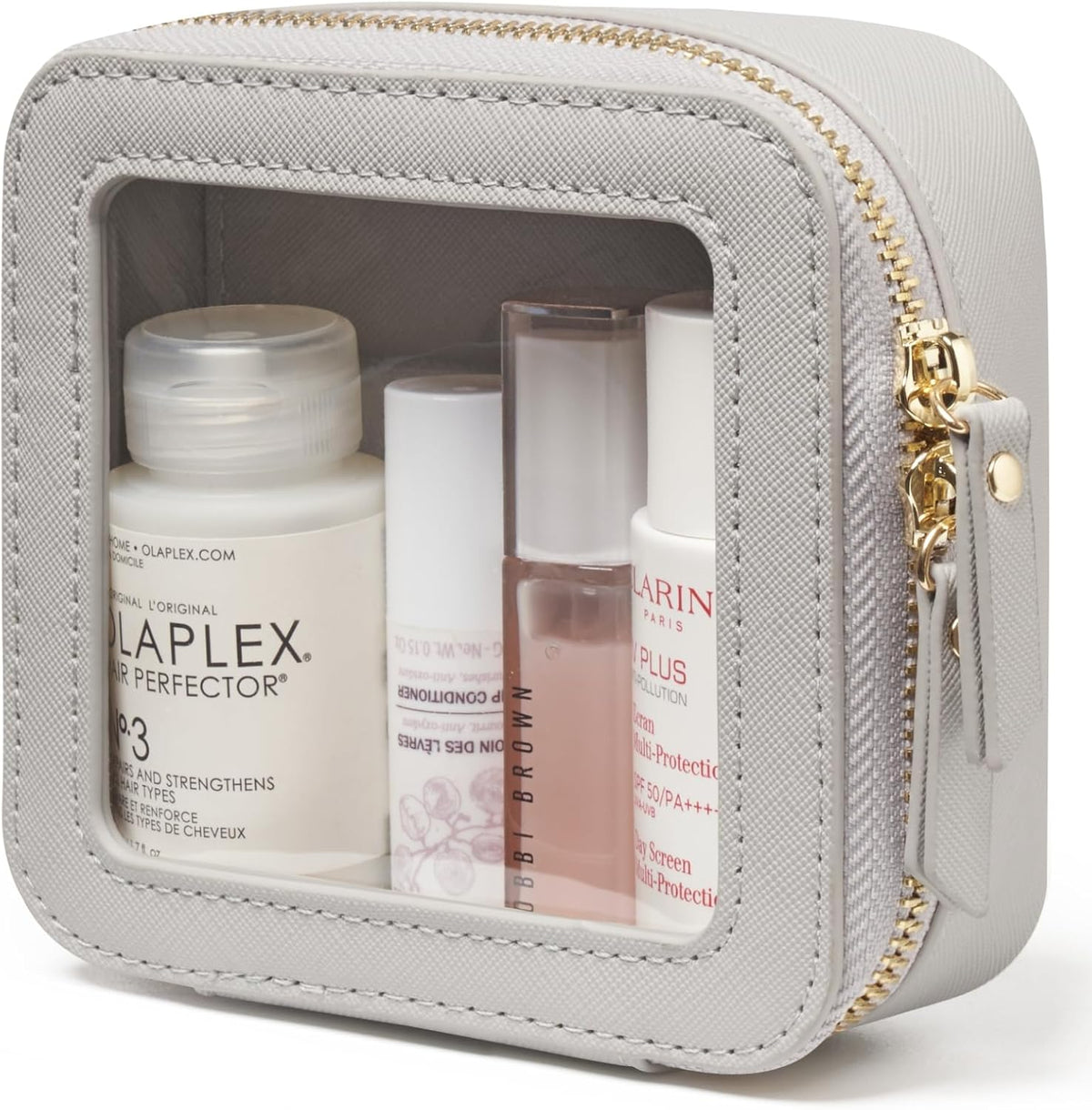 Clear Makeup Bag Travel Cosmetic Case Transparent Toiletry Bag with Zipper, Portable Make Up Organizer Traveling Compact Car Bag for Essentials, Sage Green, Medium