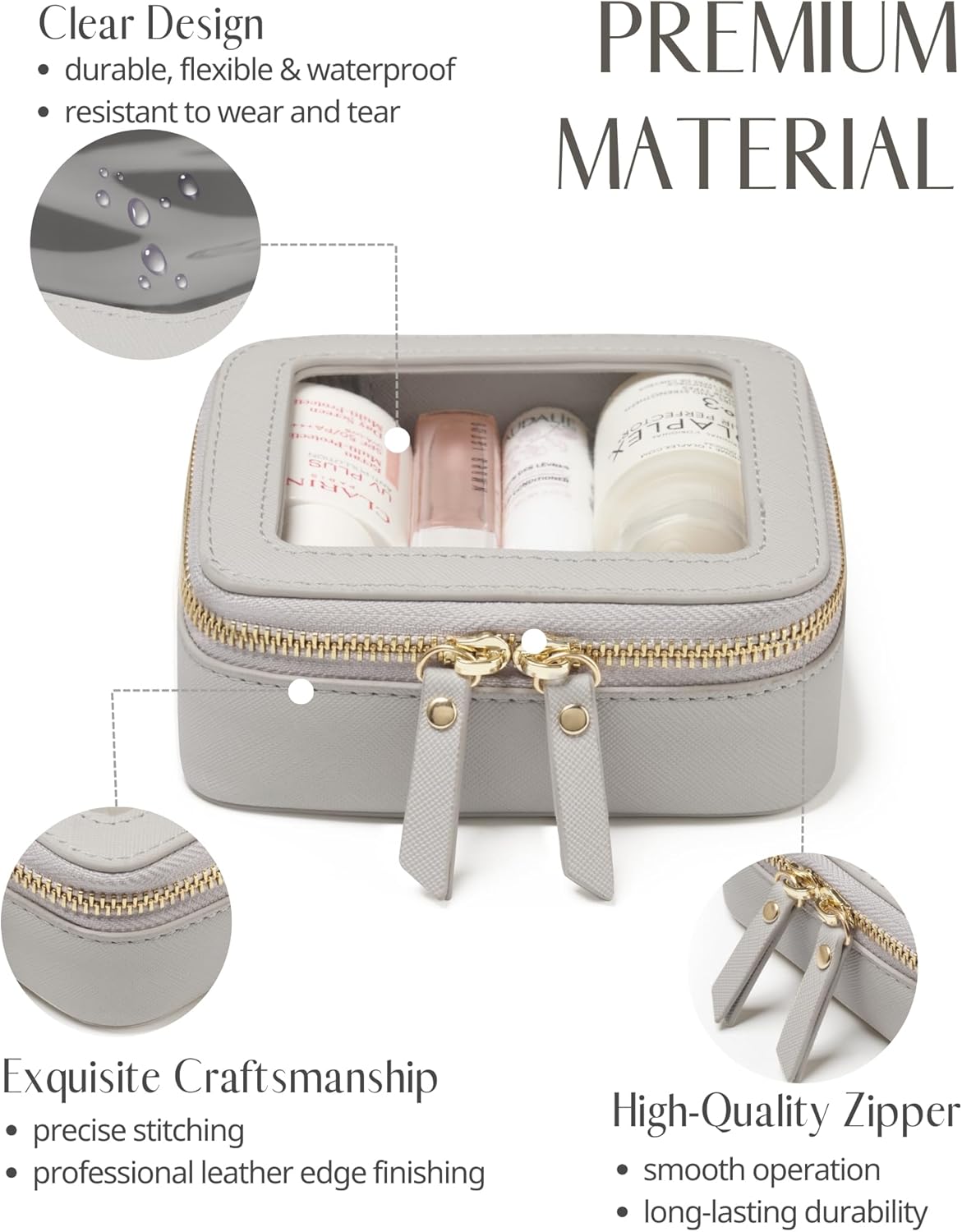 Clear Makeup Bag Travel Cosmetic Case Transparent Toiletry Bag with Zipper, Portable Make Up Organizer Traveling Compact Car Bag for Essentials, Sage Green, Medium