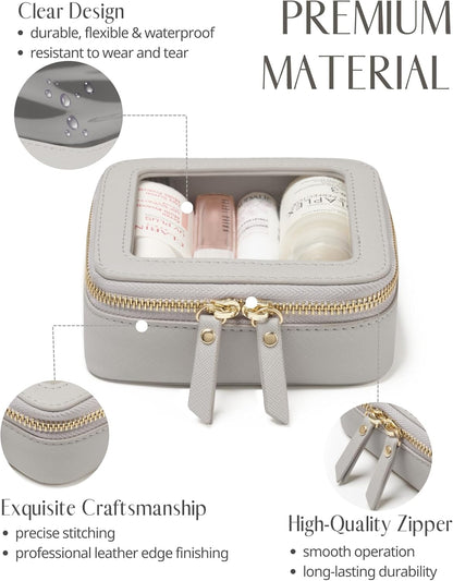 Clear Makeup Bag Travel Cosmetic Case Transparent Toiletry Bag with Zipper, Portable Make Up Organizer Traveling Compact Car Bag for Essentials, Sage Green, Medium