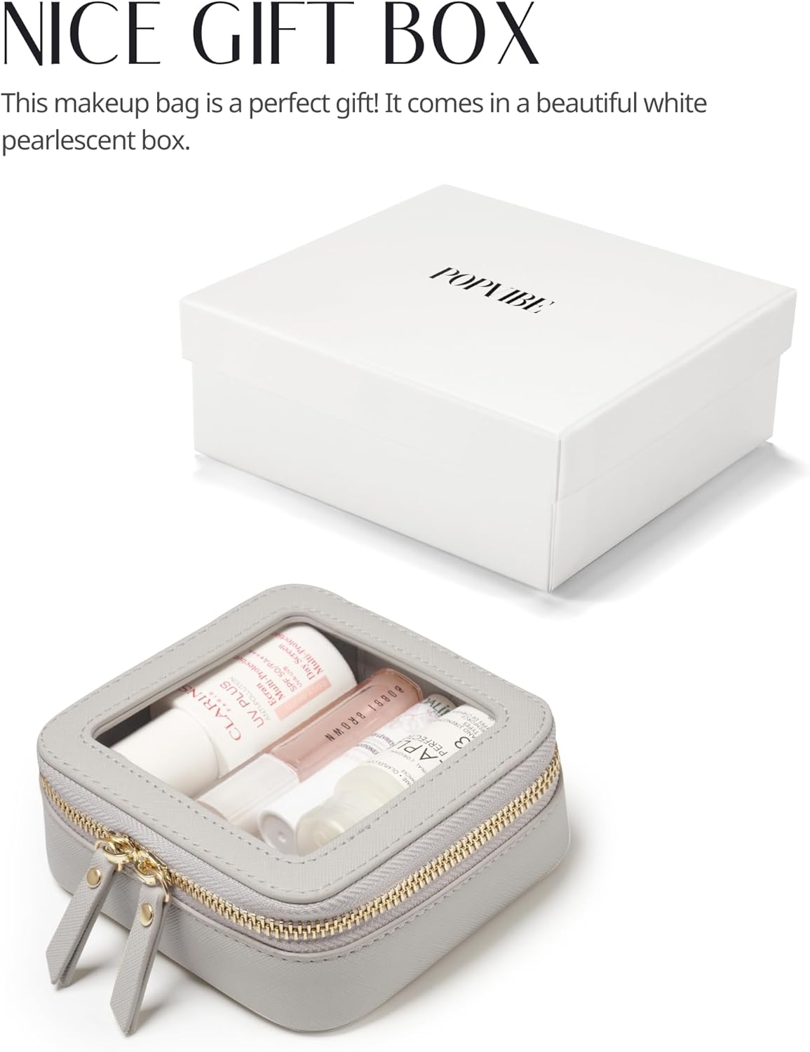 Clear Makeup Bag Travel Cosmetic Case Transparent Toiletry Bag with Zipper, Portable Make Up Organizer Traveling Compact Car Bag for Essentials, Sage Green, Medium