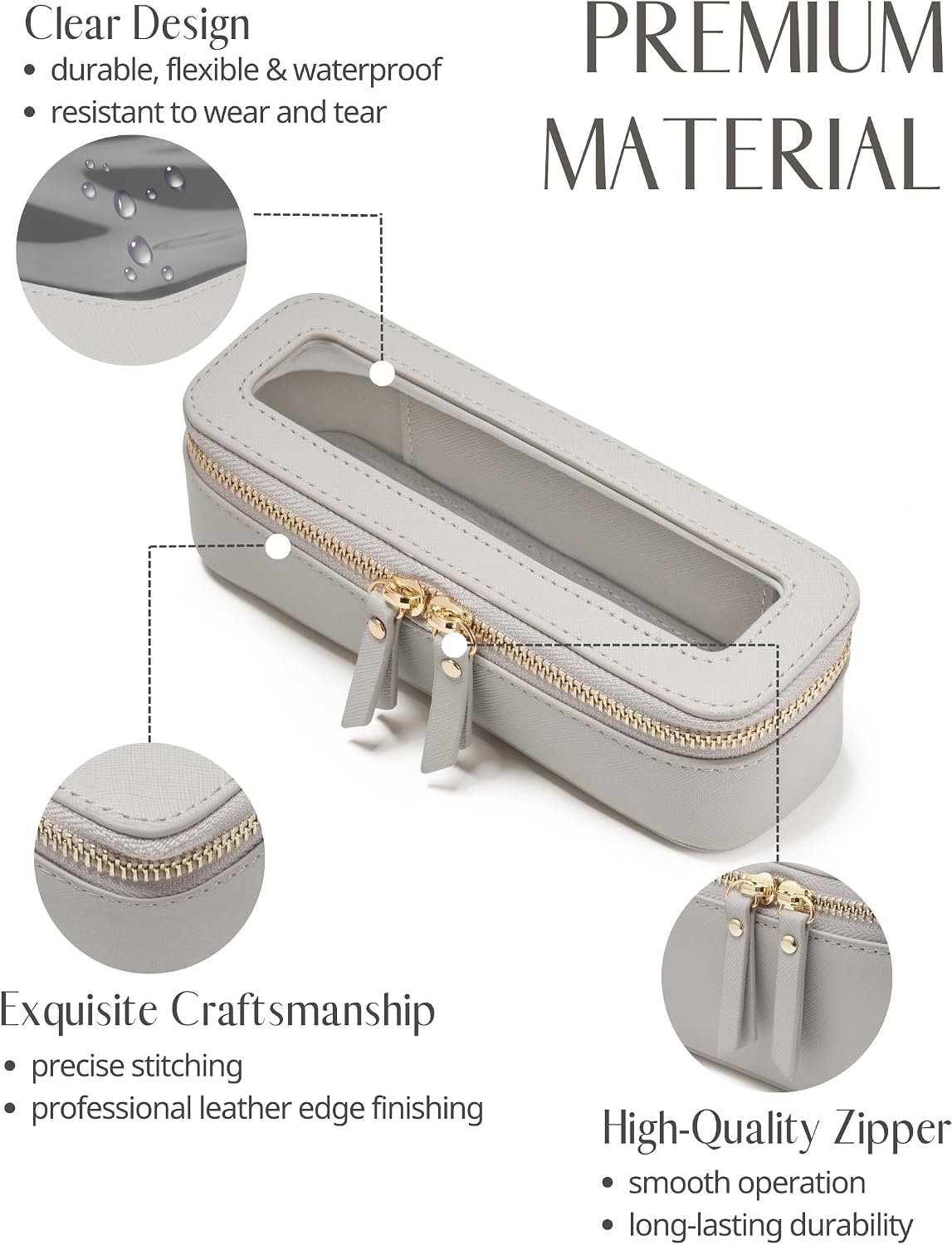 Clear Makeup Bag Travel Cosmetic Case Transparent Toiletry Bag with Zipper, Portable Make Up Organizer Traveling Compact Car Bag for Essentials, Sage Green, Medium