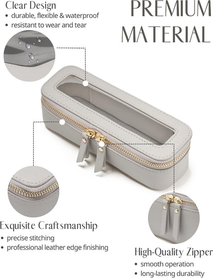 Clear Makeup Bag Travel Cosmetic Case Transparent Toiletry Bag with Zipper, Portable Make Up Organizer Traveling Compact Car Bag for Essentials, Sage Green, Medium