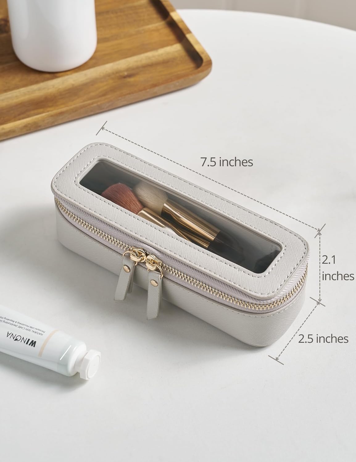 Clear Makeup Bag Travel Cosmetic Case Transparent Toiletry Bag with Zipper, Portable Make Up Organizer Traveling Compact Car Bag for Essentials, Sage Green, Medium
