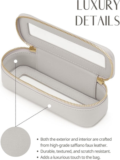Clear Makeup Bag Travel Cosmetic Case Transparent Toiletry Bag with Zipper, Portable Make Up Organizer Traveling Compact Car Bag for Essentials, Sage Green, Medium