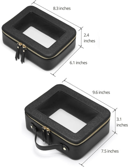 Clear Makeup Bag Travel Cosmetic Case Transparent Toiletry Bag with Zipper, Portable Make Up Organizer Traveling Compact Car Bag for Essentials, Sage Green, Medium
