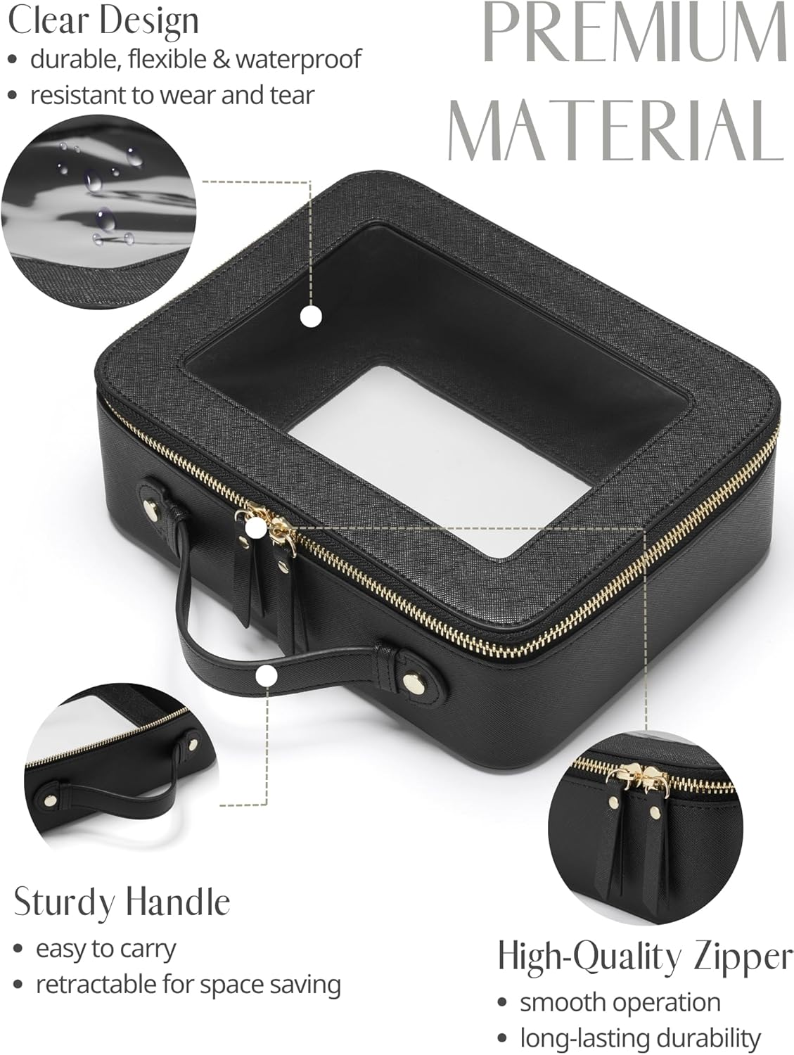 Clear Makeup Bag Travel Cosmetic Case Transparent Toiletry Bag with Zipper, Portable Make Up Organizer Traveling Compact Car Bag for Essentials, Sage Green, Medium