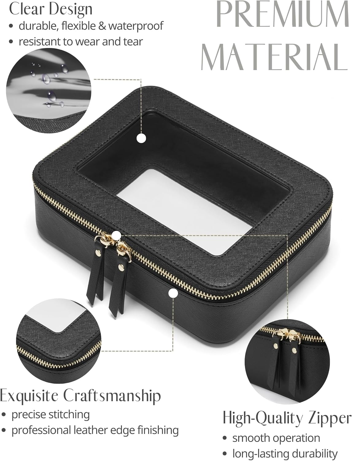 Clear Makeup Bag Travel Cosmetic Case Transparent Toiletry Bag with Zipper, Portable Make Up Organizer Traveling Compact Car Bag for Essentials, Sage Green, Medium