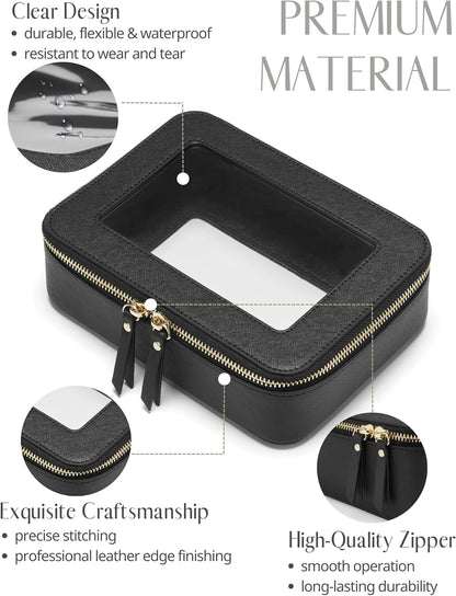 Clear Makeup Bag Travel Cosmetic Case Transparent Toiletry Bag with Zipper, Portable Make Up Organizer Traveling Compact Car Bag for Essentials, Sage Green, Medium