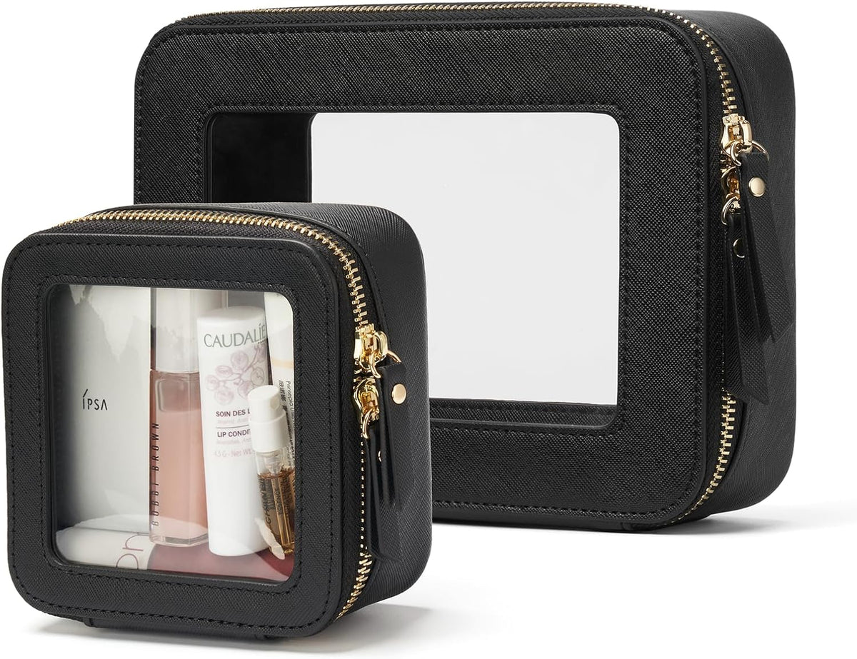 Clear Makeup Bag Travel Cosmetic Case Transparent Toiletry Bag with Zipper, Portable Make Up Organizer Traveling Compact Car Bag for Essentials, Sage Green, Medium