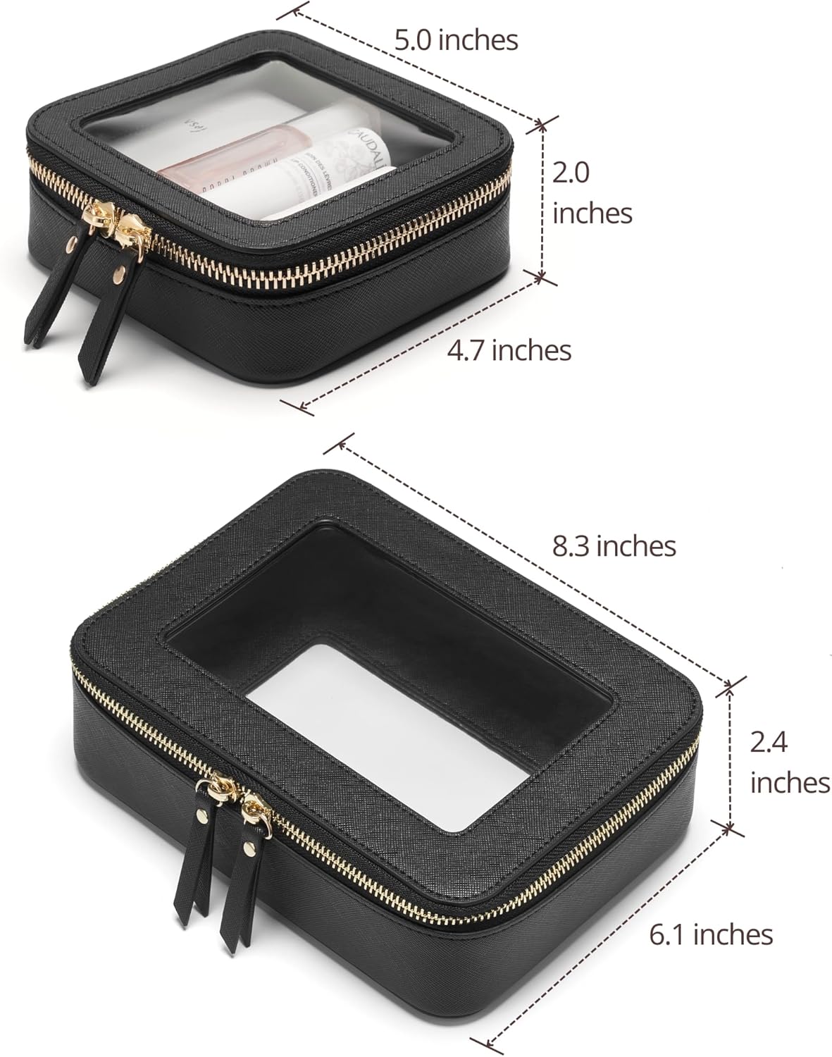 Clear Makeup Bag Travel Cosmetic Case Transparent Toiletry Bag with Zipper, Portable Make Up Organizer Traveling Compact Car Bag for Essentials, Sage Green, Medium