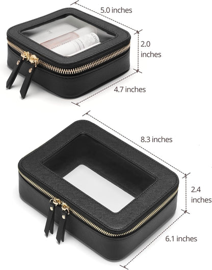 Clear Makeup Bag Travel Cosmetic Case Transparent Toiletry Bag with Zipper, Portable Make Up Organizer Traveling Compact Car Bag for Essentials, Sage Green, Medium