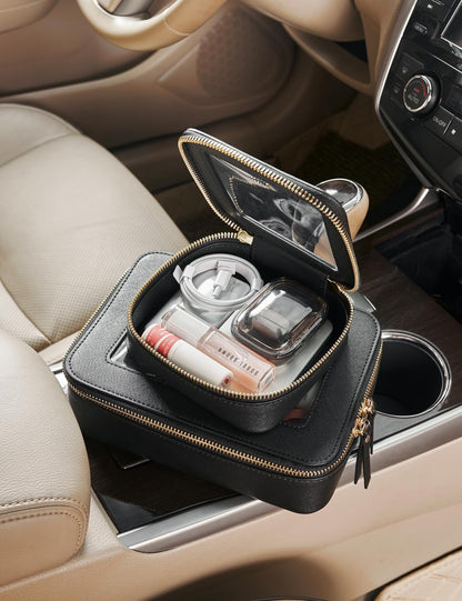 Clear Makeup Bag Travel Cosmetic Case Transparent Toiletry Bag with Zipper, Portable Make Up Organizer Traveling Compact Car Bag for Essentials, Sage Green, Medium