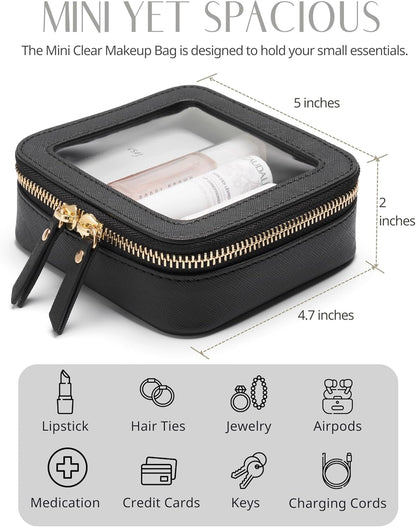 Clear Makeup Bag Travel Cosmetic Case Transparent Toiletry Bag with Zipper, Portable Make Up Organizer Traveling Compact Car Bag for Essentials, Sage Green, Medium