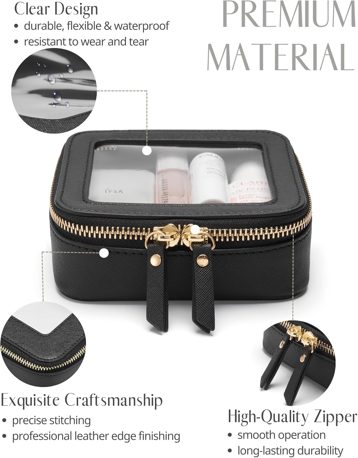 Clear Makeup Bag Travel Cosmetic Case Transparent Toiletry Bag with Zipper, Portable Make Up Organizer Traveling Compact Car Bag for Essentials, Sage Green, Medium
