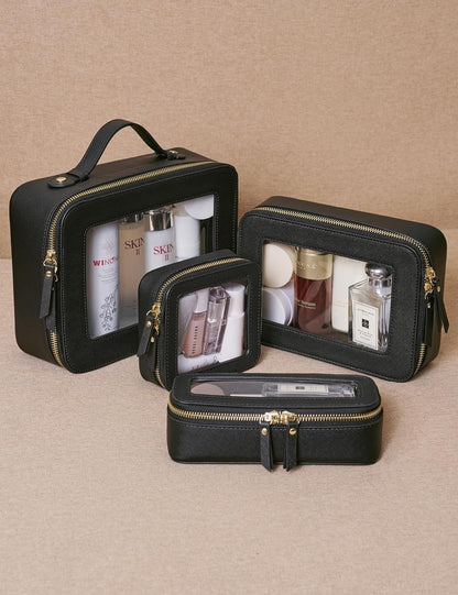Clear Makeup Bag Travel Cosmetic Case Transparent Toiletry Bag with Zipper, Portable Make Up Organizer Traveling Compact Car Bag for Essentials, Sage Green, Medium